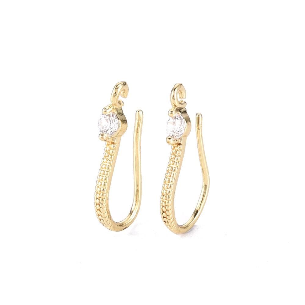 Ørekroge Med Struktur Og Zirkonia Sten, 18K Forgyldt, (17,5x2,5mm) - Uniq Perler - 7045673916