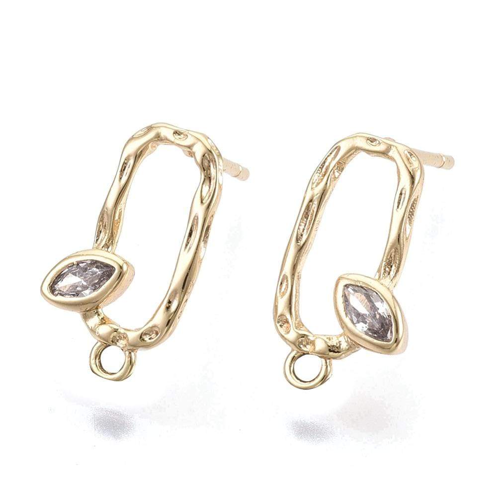 Ørestikkere Med Zirkonia Sten, 18K Forgyldt, (14x8mm) - Uniq Perler - 705322