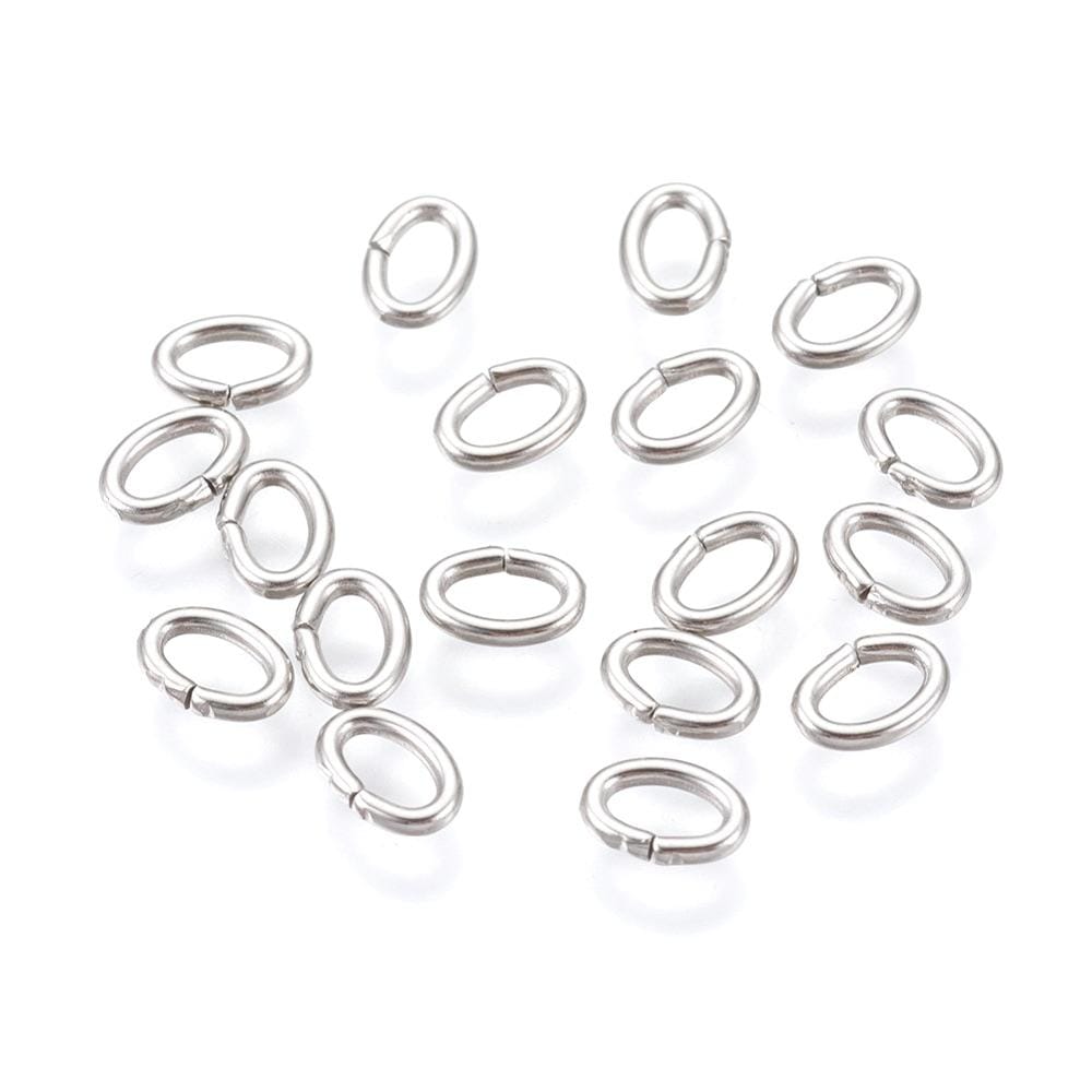 Øsken/O - Ringe – Oval, Vandfast Stål (6x4x1mm), 20 Stk - Uniq Perler - 0000004309