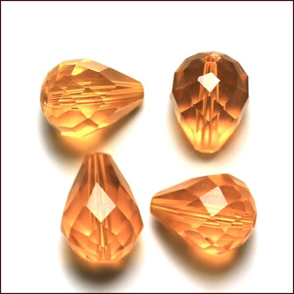 Østrisk Krystal Perler, Orange, Dråbe, 8x10mm,(10 Stk.) - Uniq Perler - 228465