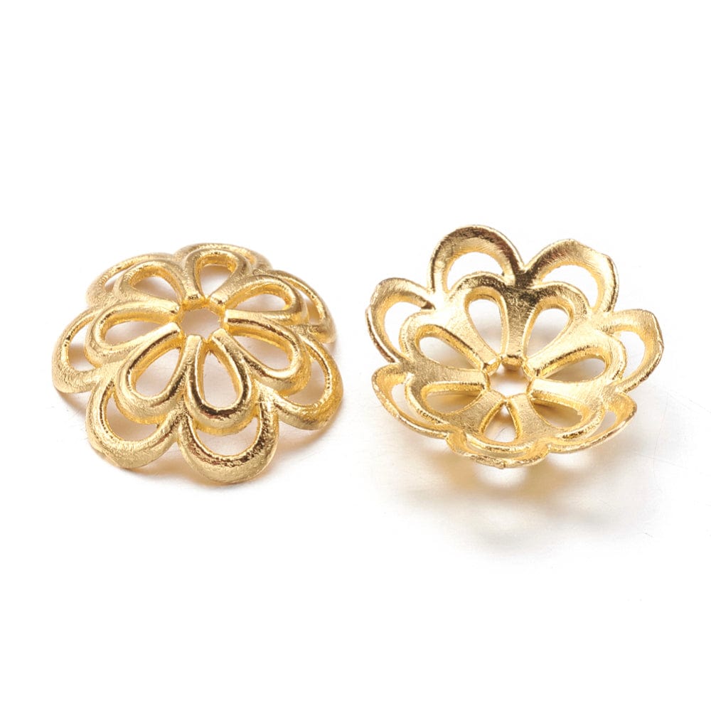 Perlehatte, Forgyldt (14x4mm, 10 Stk) - Uniq Perler - 11496