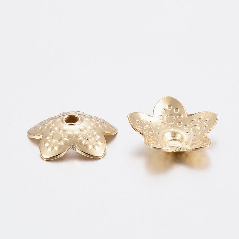 Perlehatte – Forgyldt Stål (10x2.5mm), 10 Stk - Uniq Perler - 728416