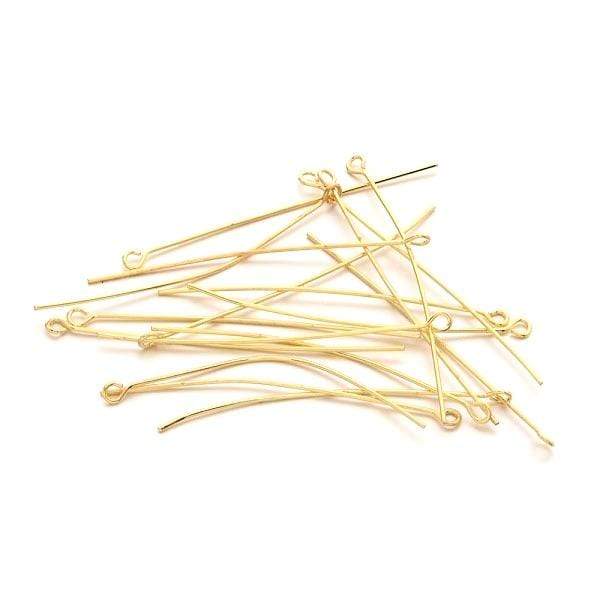 Perlestave Med Øje – Forgyldt (50mm), 100 Stk - Uniq Perler - 423857