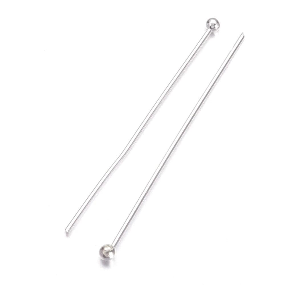 Perlestave Med Rundt Hoved – Forsølvet (30x0,6mm), Ca. 25 Stk - Uniq Perler - 98844