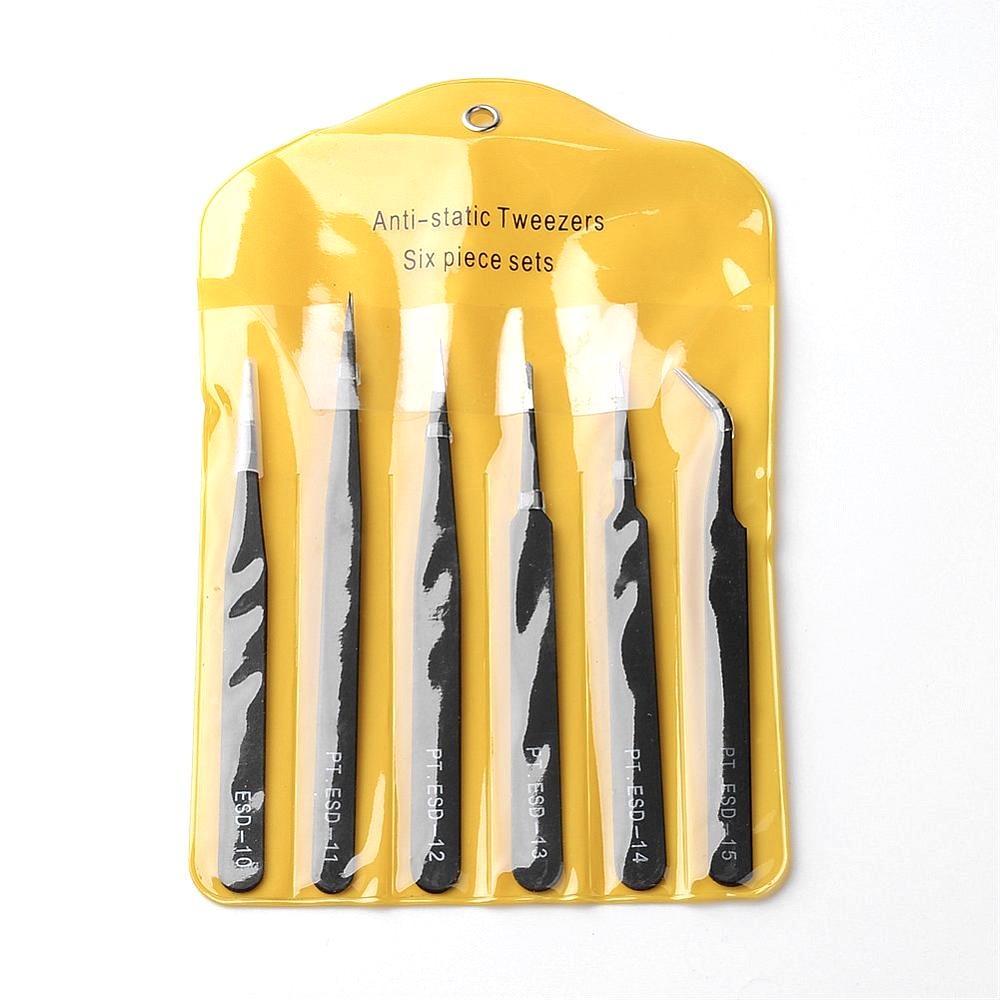 Pincetter/Tweezers Sæt – 6 Stk (Rustfrit Stål) - Uniq Perler - 525840