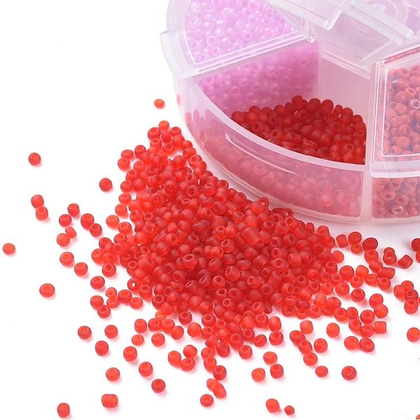 Rondel Med Seed Beads – Pink/Rød Mix (2mm, Ca. 3960 Perler) - Uniq Perler - 98641468