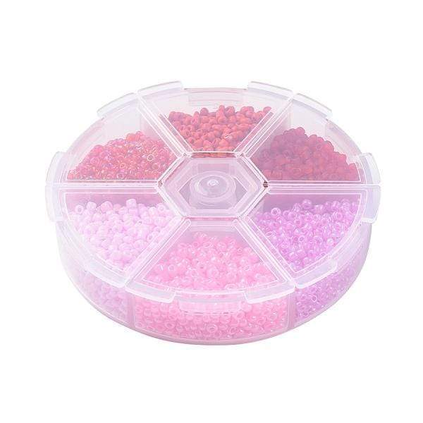 Rondel Med Seed Beads – Pink/Rød Mix (2mm, Ca. 3960 Perler) - Uniq Perler - 98641468