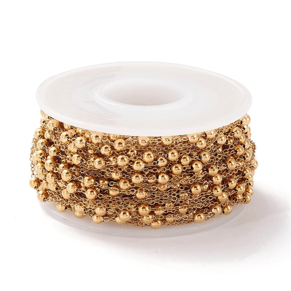 Satellit Kæde, Forgyldt Stål, 1,5x1x0,2mm - Uniq Perler - 12889