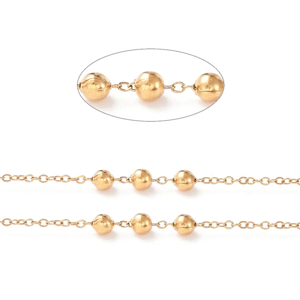 Satellit Kæde, Forgyldt Stål, 1,5x1x0,2mm - Uniq Perler - 12889