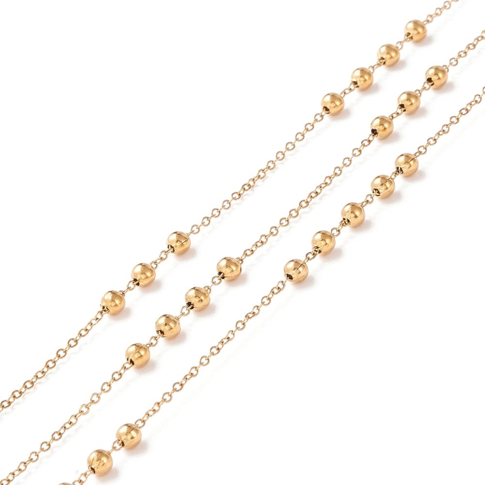 Satellit Kæde, Forgyldt Stål, 1,5x1x0,2mm - Uniq Perler - 12889