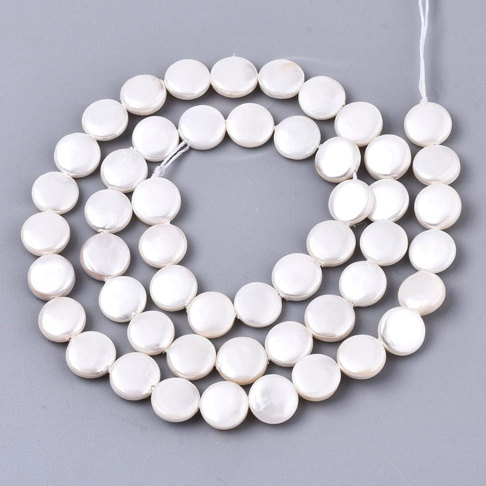 Shell Perler, Coin, Hvid, (8mm) - Uniq Perler - 570135
