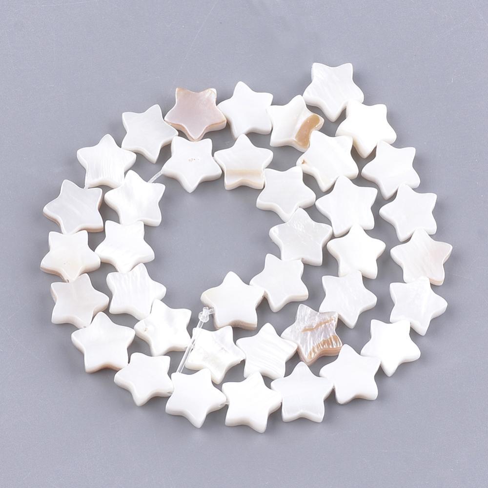 Shell Stjerner, 8 - 9mm - Uniq Perler - 2737332