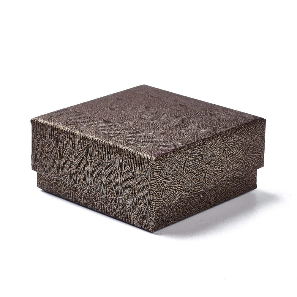 Smykkeæsker Med Mønster - Brun (7,5x7,5x3,6cm) 6 Stk - Uniq Perler - 34689852