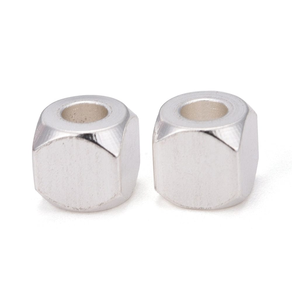 Stål Perler, Firkantet, Forsølvet, 4x4mm, (10 Stk) - Uniq Perler - 0000011462