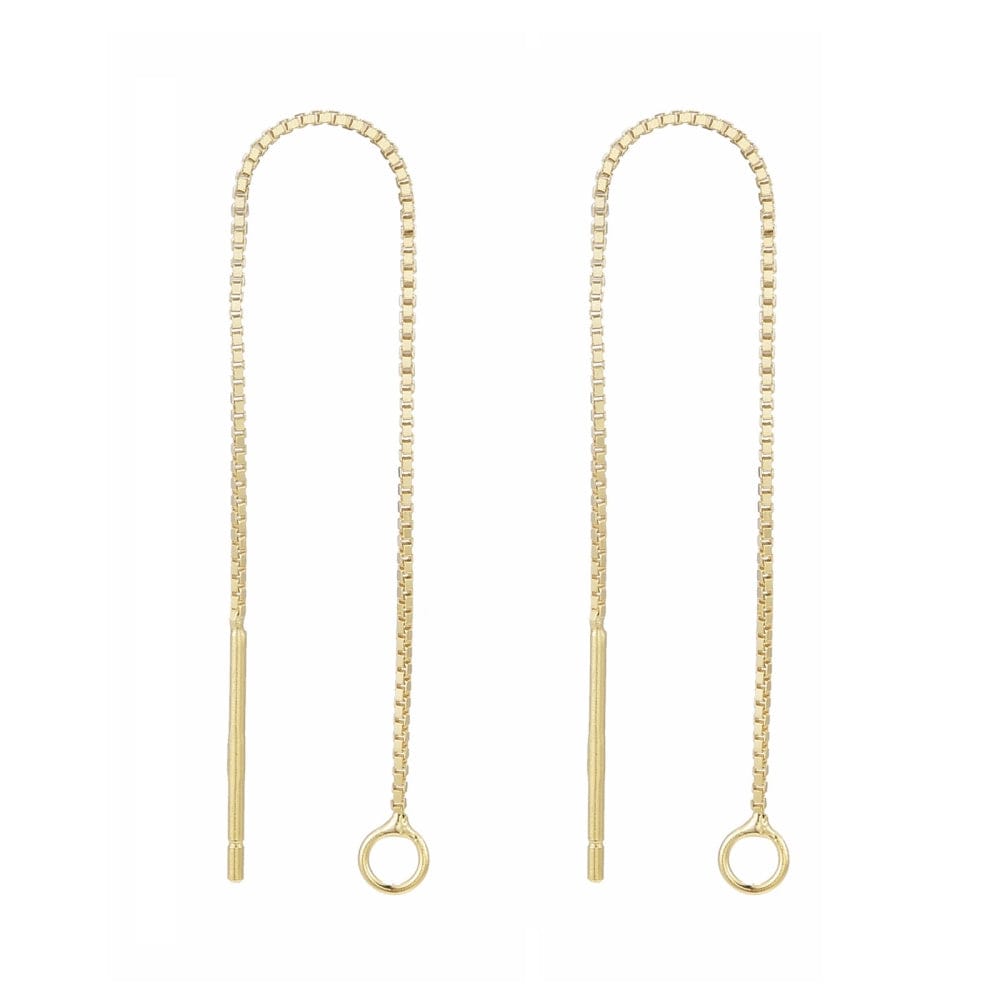 Sterling Sølv 925 Box Ørekæde Med Øje – Forgyldt (70mm) - Uniq Perler - 13852