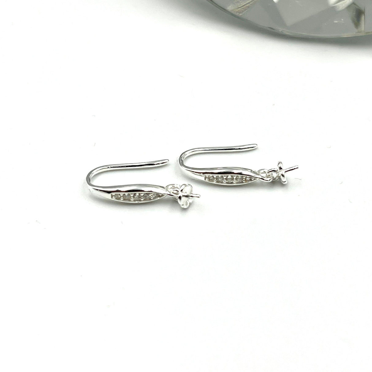 Sterling Sølv 925 Ørekrog Med Zirkonia Sten Til Topboret Perler - Uniq Perler - 7895432