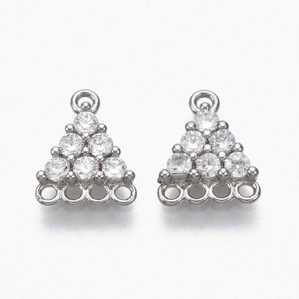 Trekantet Mellemled/Connector Med Zirkonia Sten, 2 Stk - Uniq Perler - 111724