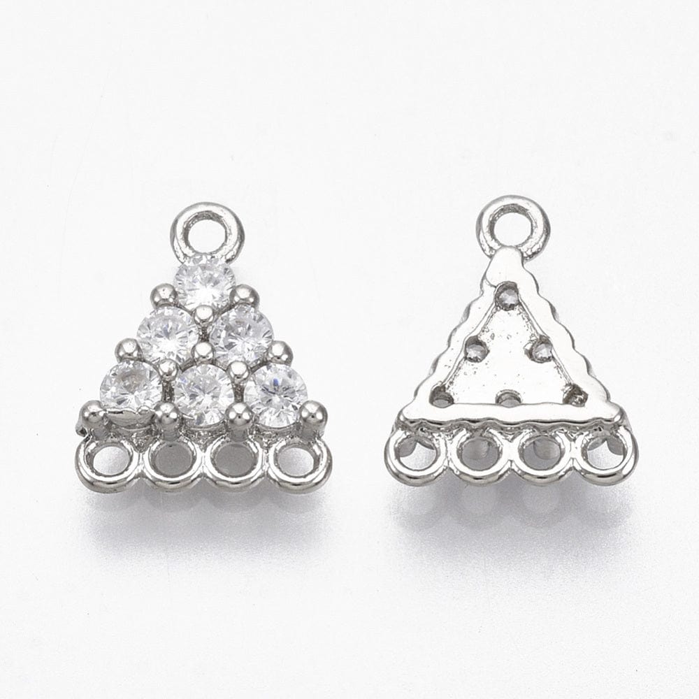 Trekantet Mellemled/Connector Med Zirkonia Sten, 2 Stk - Uniq Perler - 111724