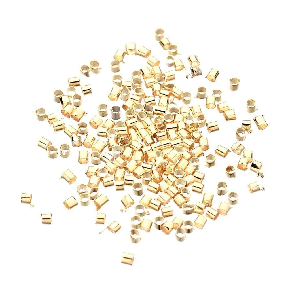 Tube Klemmeperler - 18K Forgyldt Messing (2mm, ca. 25 stk) - Uniq Perler - 679746