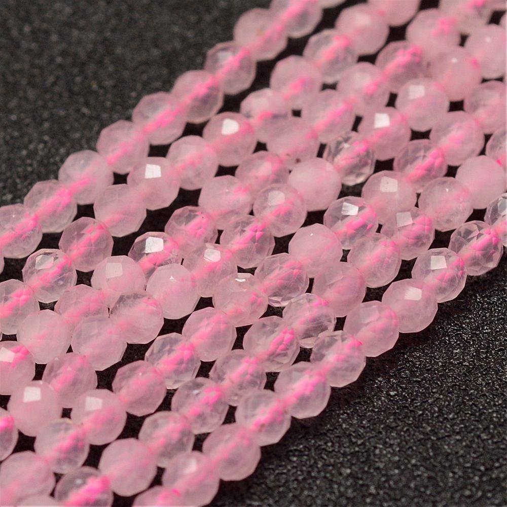 Uniq Perler kvarts perler 3 mm facetteret rosa kvarts