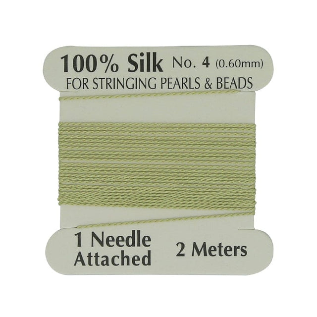 Uniq Perler Tråd etc Silkesnor med nål, lys grøn, str. 4