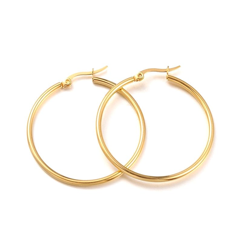 Vandfaste Creoler - 18K Forgyldt Stål (40mm) - Uniq Perler - 0000000037