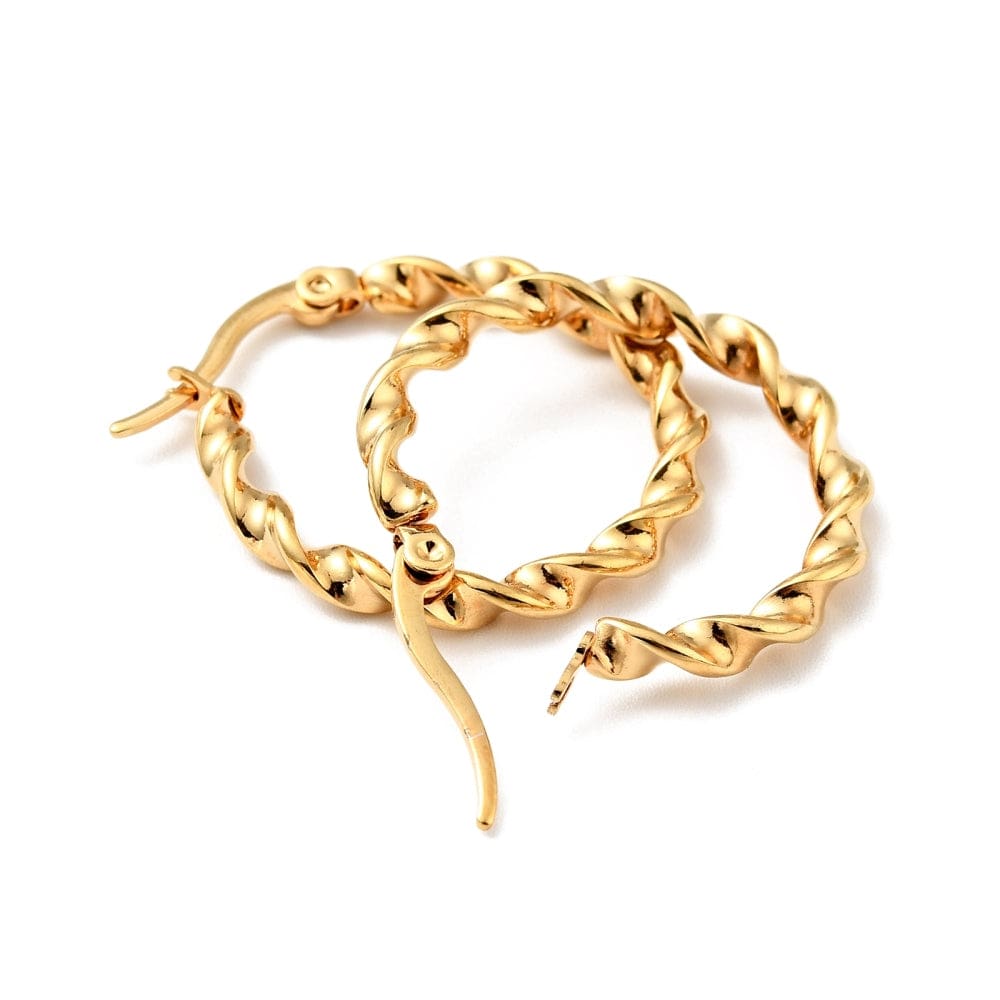 Vandfaste Tvistet Creoler - Forgyldt Stål (26mm) - Uniq Perler - 435842