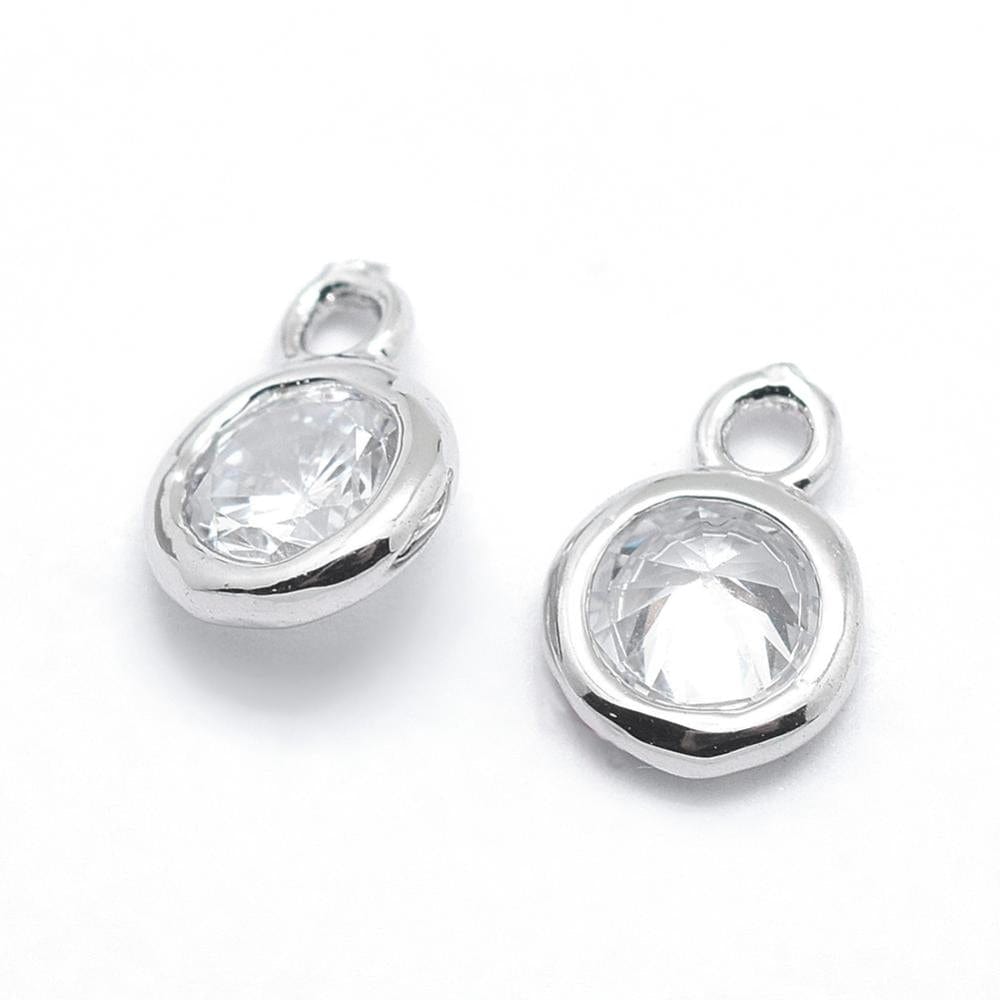 Vedhæng Ved Zirkonia Sten, Platinium Belagt, 7x5x2,5mm - Uniq Perler - 10710