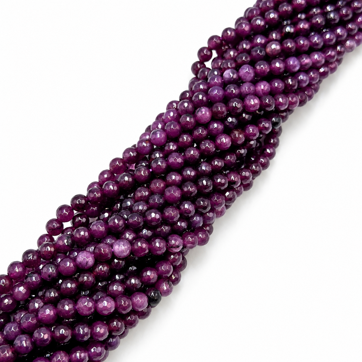 Jade Perler – Lilla, Facetterede, Runde (6mm)