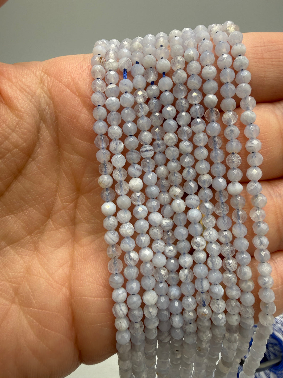Blue Lace Achat Perlen – Facettiert (3mm)