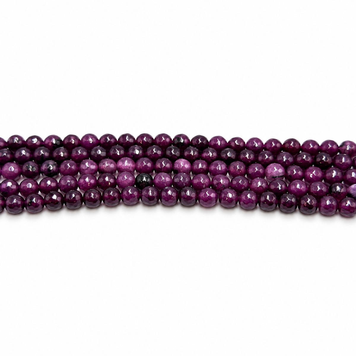 Jade Perler – Lilla, Facetterede, Runde (6mm)