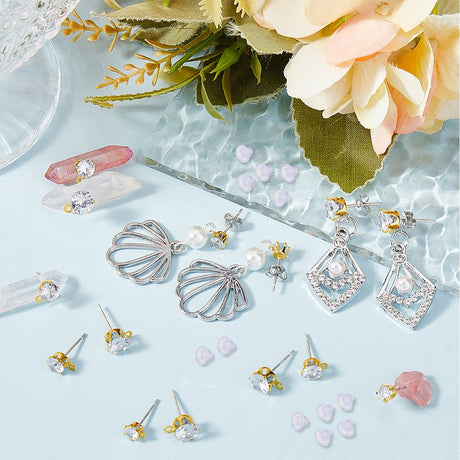 15 Paar Ohrstecker mit klaren Zirkonia – 925 Sterling silber Stift - Uniq Perler - 