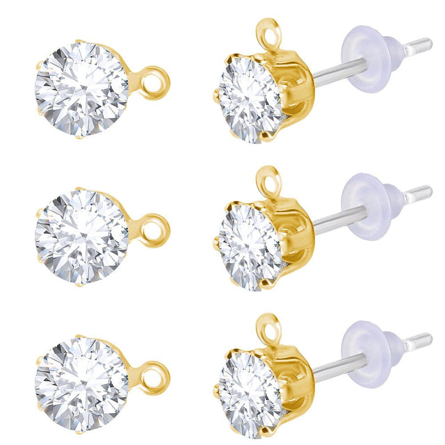 15 par örhängen med klara zirkonia – 925 sterlingsilver stift – Uniq Perler – 