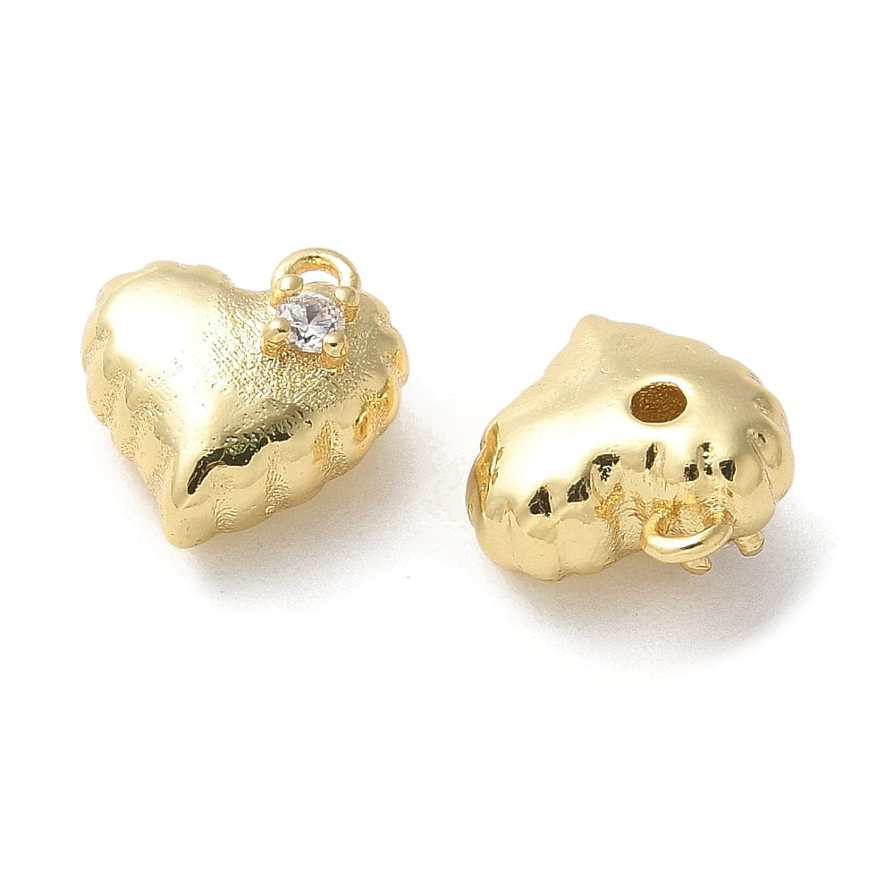 18K Forgyldt Hjerte Vedhæng Med Zirkonia, (10,5x9,5mm) - Uniq Perler - 707840