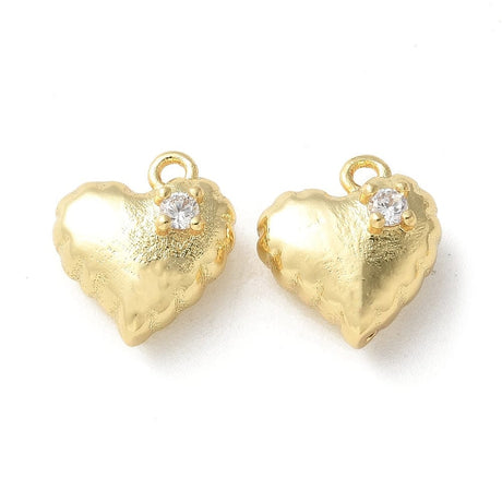 18K Forgyldt Hjerte Vedhæng Med Zirkonia, (10,5x9,5mm) - Uniq Perler - 707840