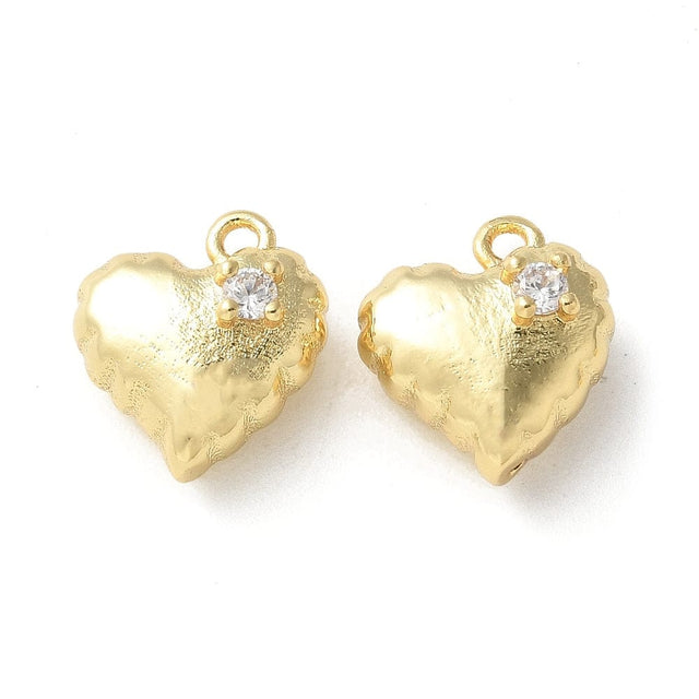 18K Forgyldt Hjerte Vedhæng Med Zirkonia, (10,5x9,5mm) - Uniq Perler - 707840