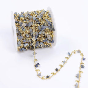 18K Gold-plated Water-resistant Chain – Agate beads, (1 meter) - Uniq Perler - 