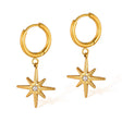 18K Forgyldte Vandfaste Creoler – Med Stjerne Vedhæng & Zirkonia (1 par) - Uniq Perler - 116078