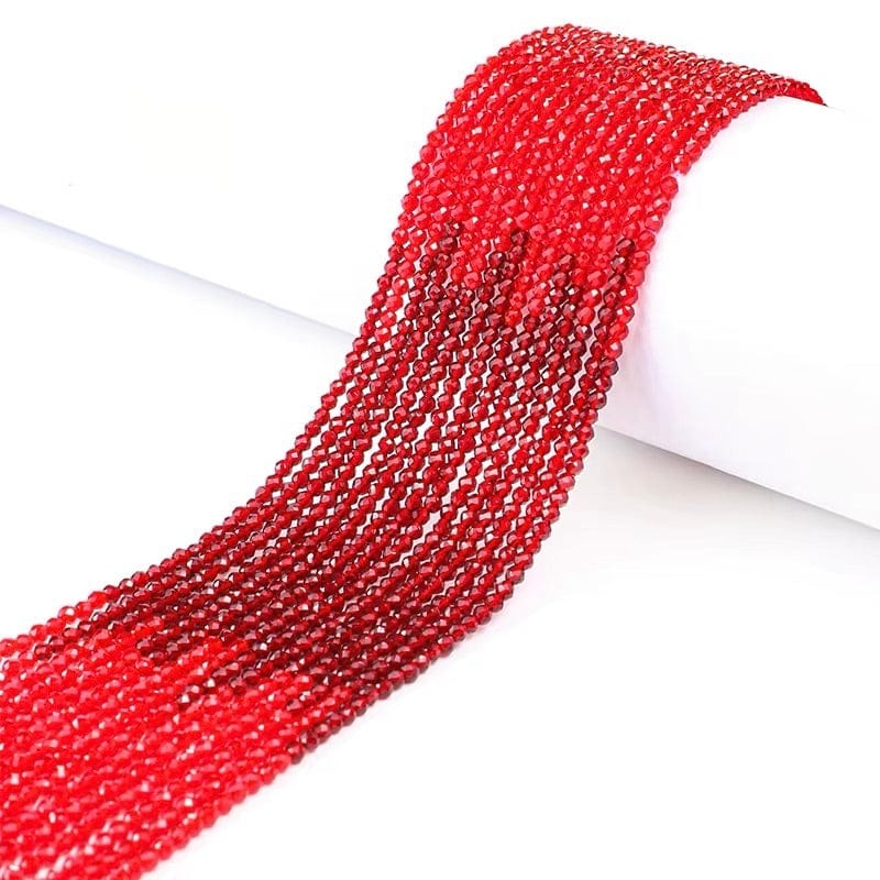 2 - Farvet Glasperler - Rød (3mm) - Uniq Perler - 115362