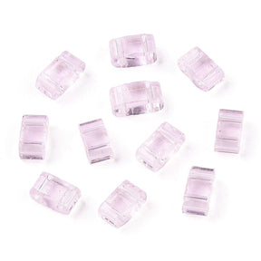 2 - Hohlglasperlen, Rosa, 4,5x2,5mm, 10 Stück - Uniq Perler - 111272