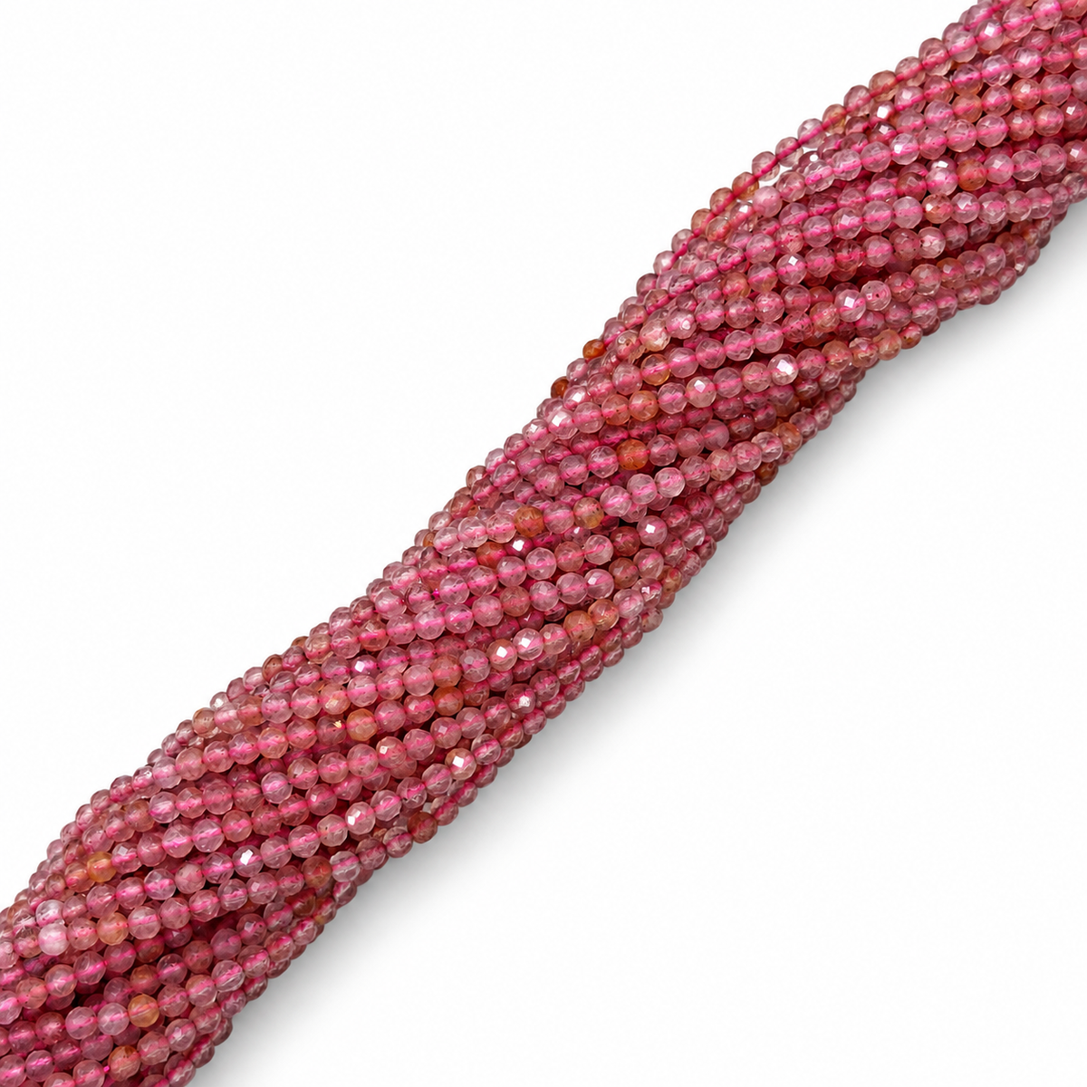 Strawberry Quartz Beads – Faceted, Round (3mm)
