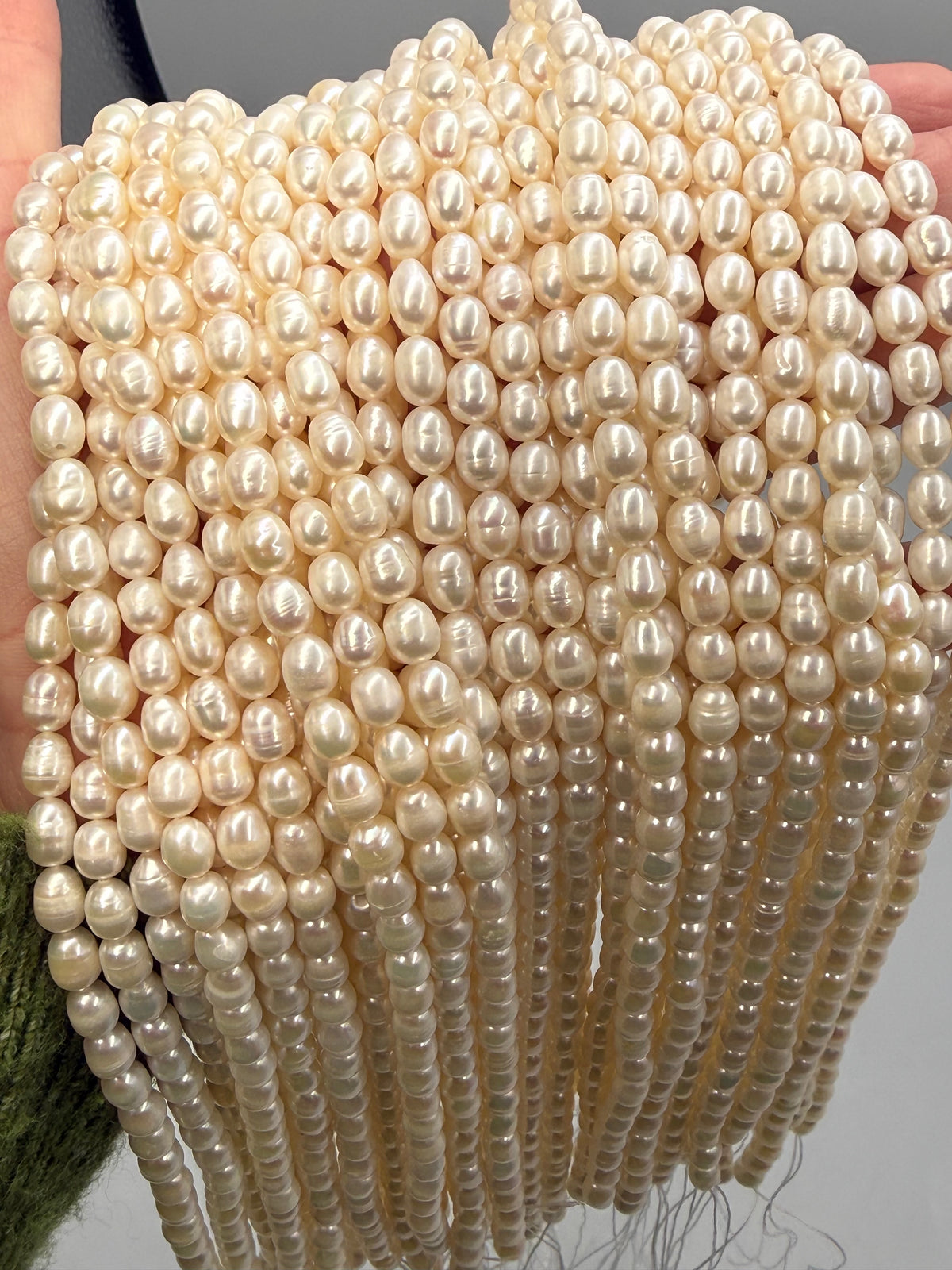Ferskvandsperler – Rice, Grade A+ (7,5x6mm)