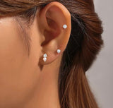 3 - Delt Ørestikker Sæt I Forgyldt Sterling Sølv 925 - Uniq Perler - 111706