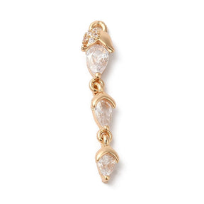 3 - Split Cubic Zirconia Pendant With Stone, Gold-plated, (30x6x4mm) - Uniq Perler - 113116