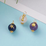 3 stk.vedhæng i natursten med motiver, forgyldt stål.(10,5x17,5x11,5 mm) - Uniq Perler - 152378645670428980012855