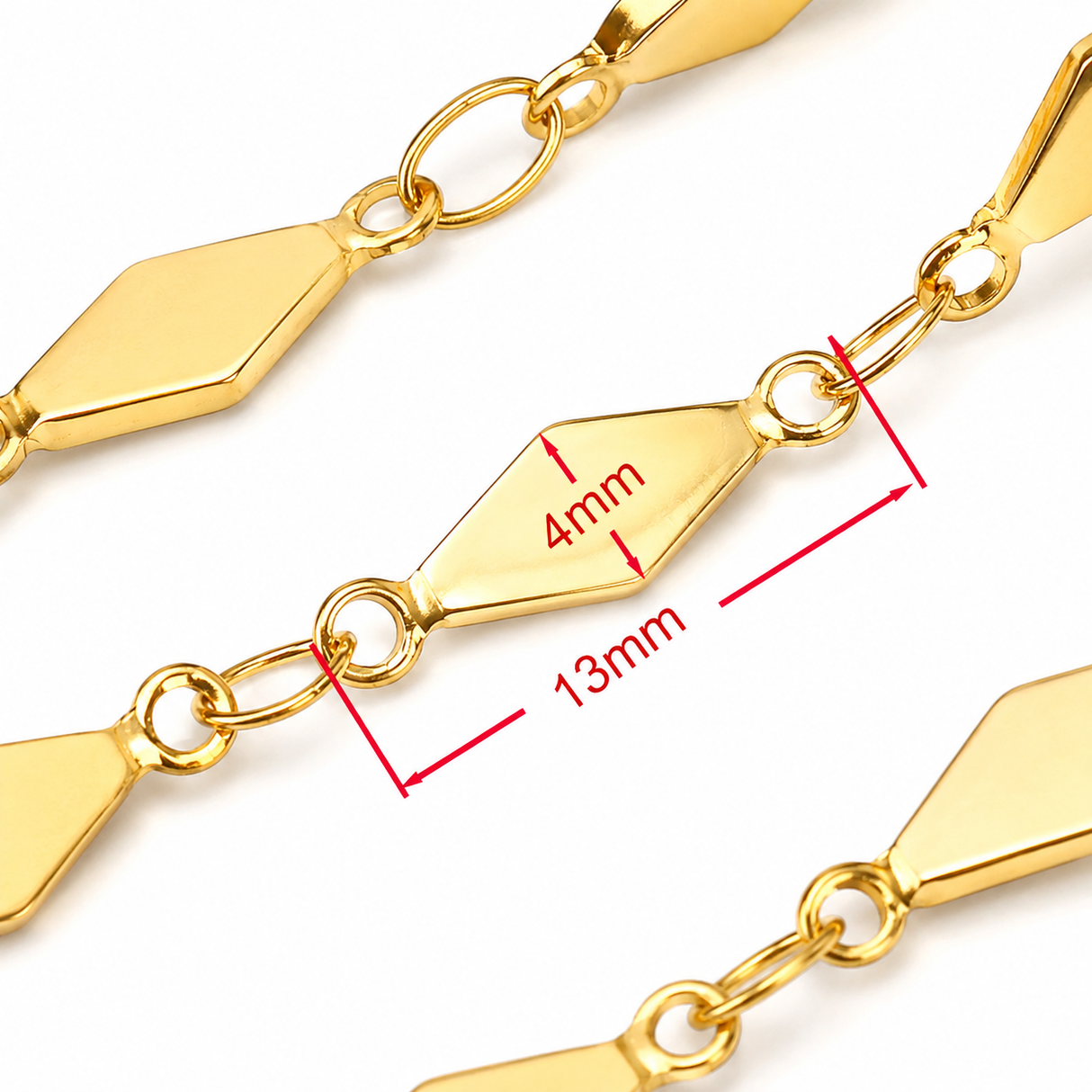 Water-resistant "Star Link" Chain, Gold-plated Steel, (2.1mm, 1m) 