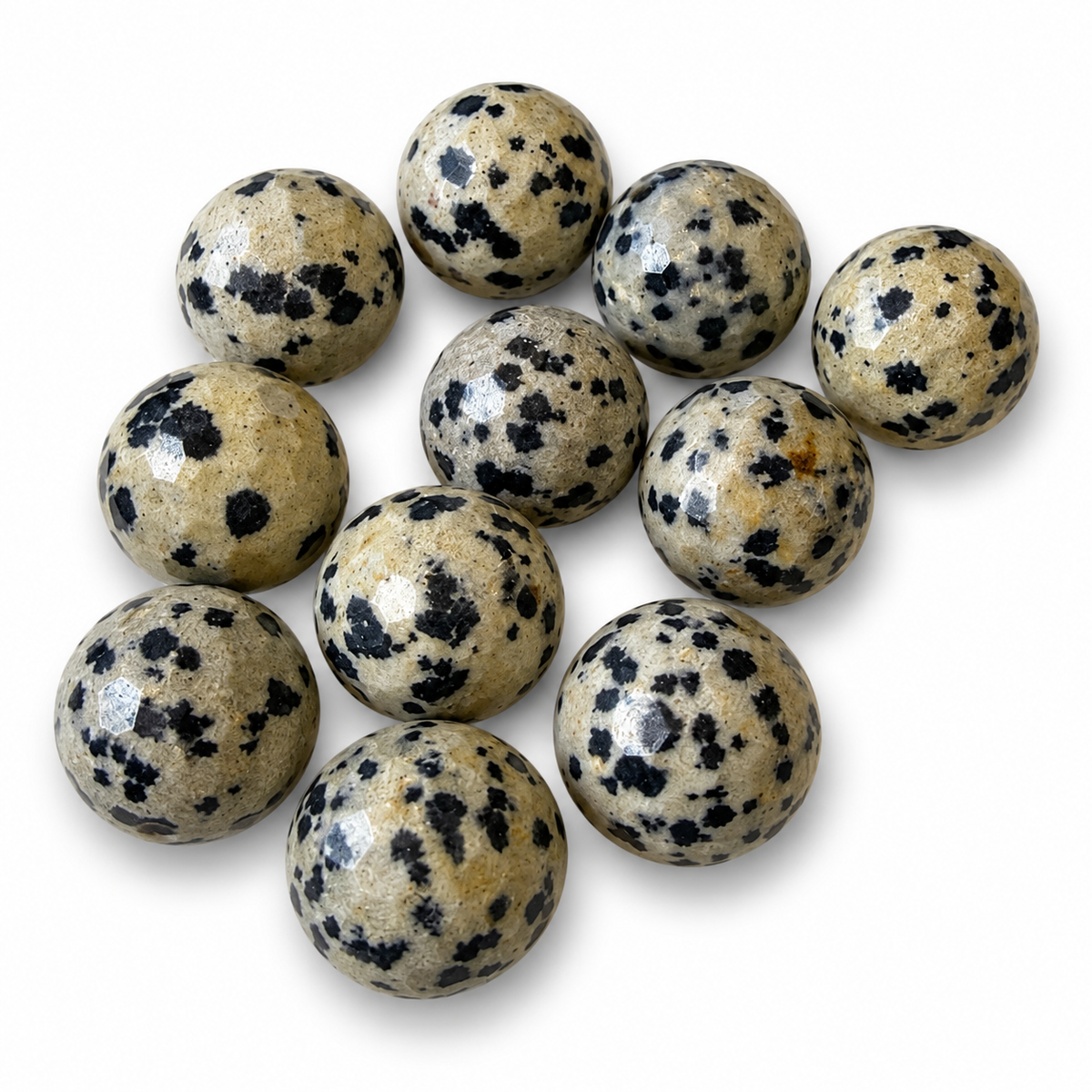 Dalmatiner Jaspis Perle – Facetterede, Runde (15~16mm)