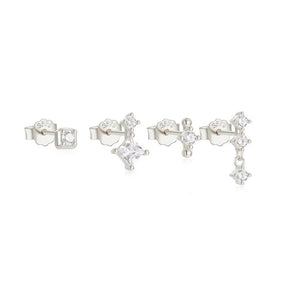 4 - Split Sterling Silver 925 Ear studs - Uniq Perler - 113711