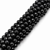 White Jade Perlen – Schwarz, Facettierte Runde (10mm)
