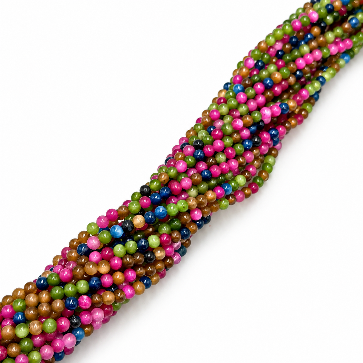 White Jade Beads – Color Mix, Round (4mm)